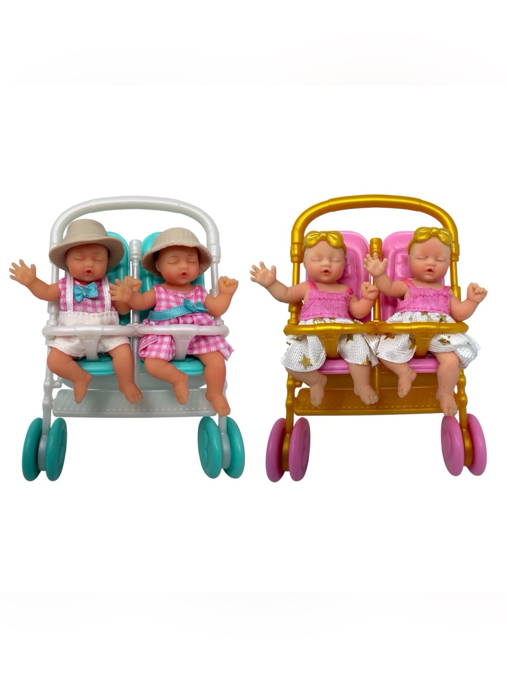 Zuru My Mini Baby Double Stroller Twins Boy /Girl & Twin Girls Light Skin Tone